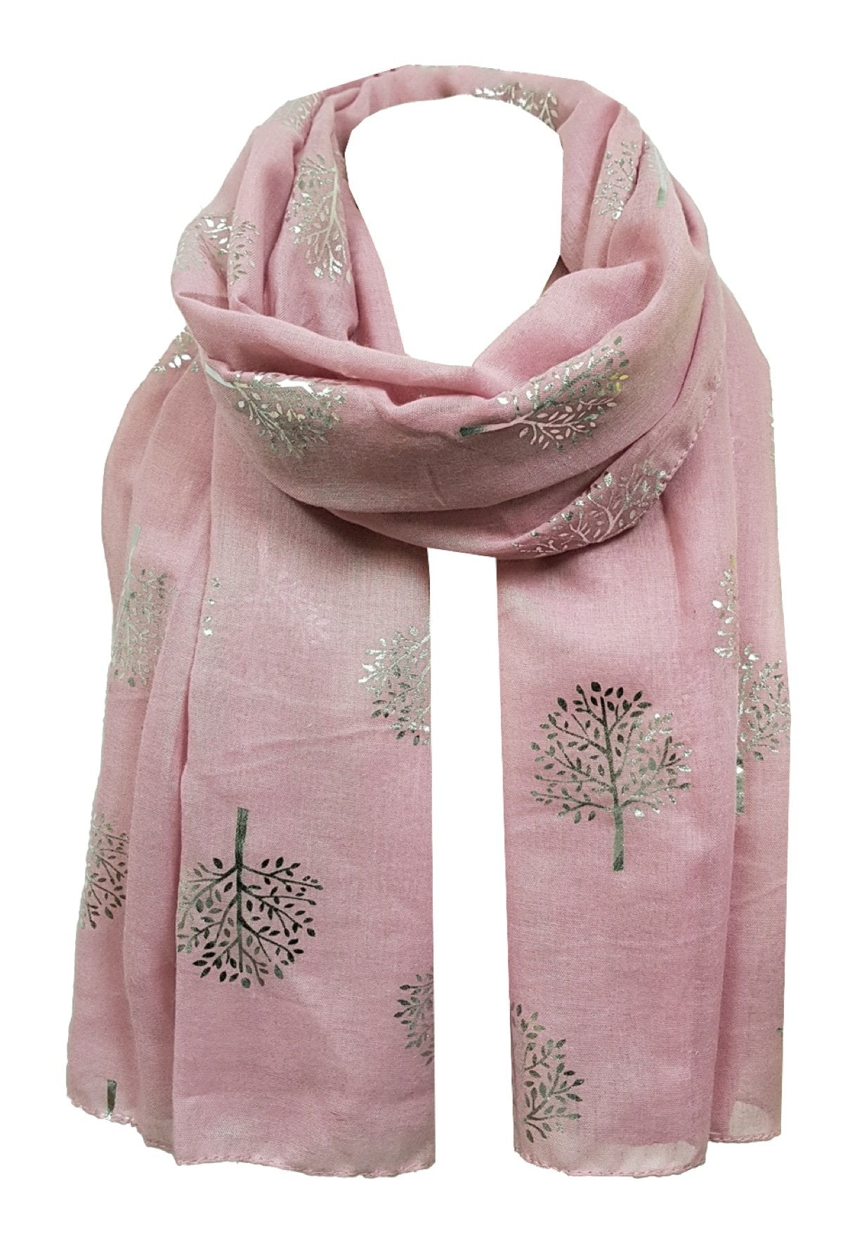 World of Shawls Silver Foil Mulberry Tree Print Fashion Scarf