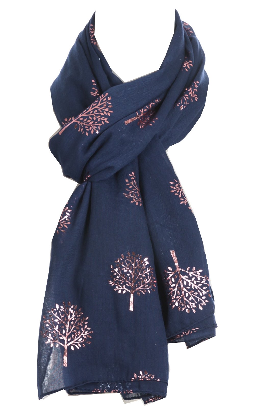 World of Shawls Silver Foil Mulberry Tree Print Fashion Scarf