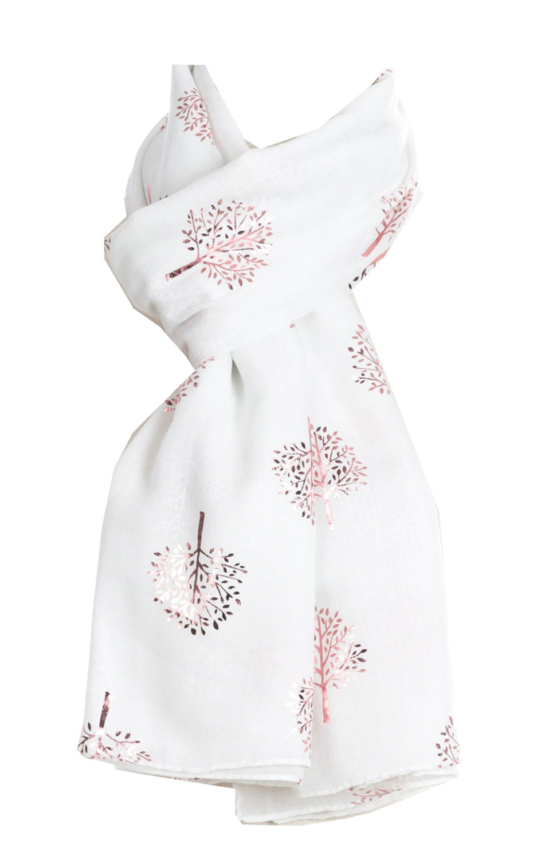 World of Shawls Silver Foil Mulberry Tree Print Fashion Scarf