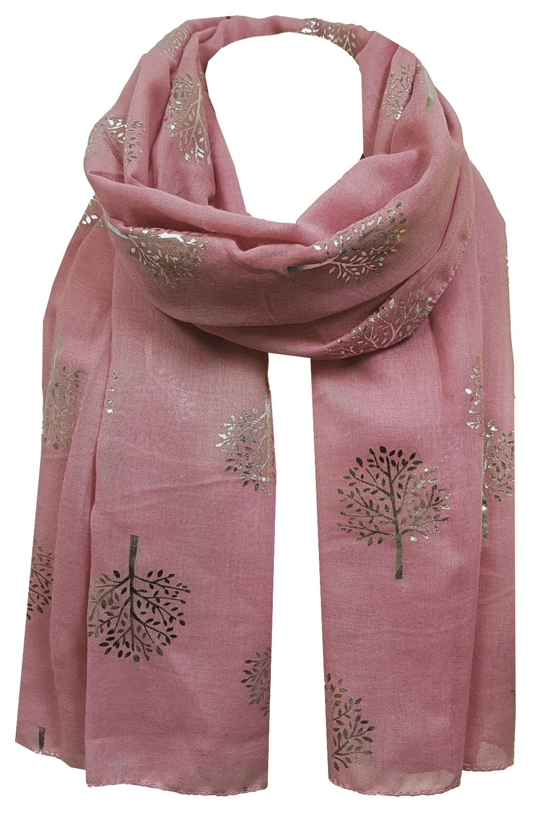 World of Shawls Silver Foil Mulberry Tree Print Fashion Scarf
