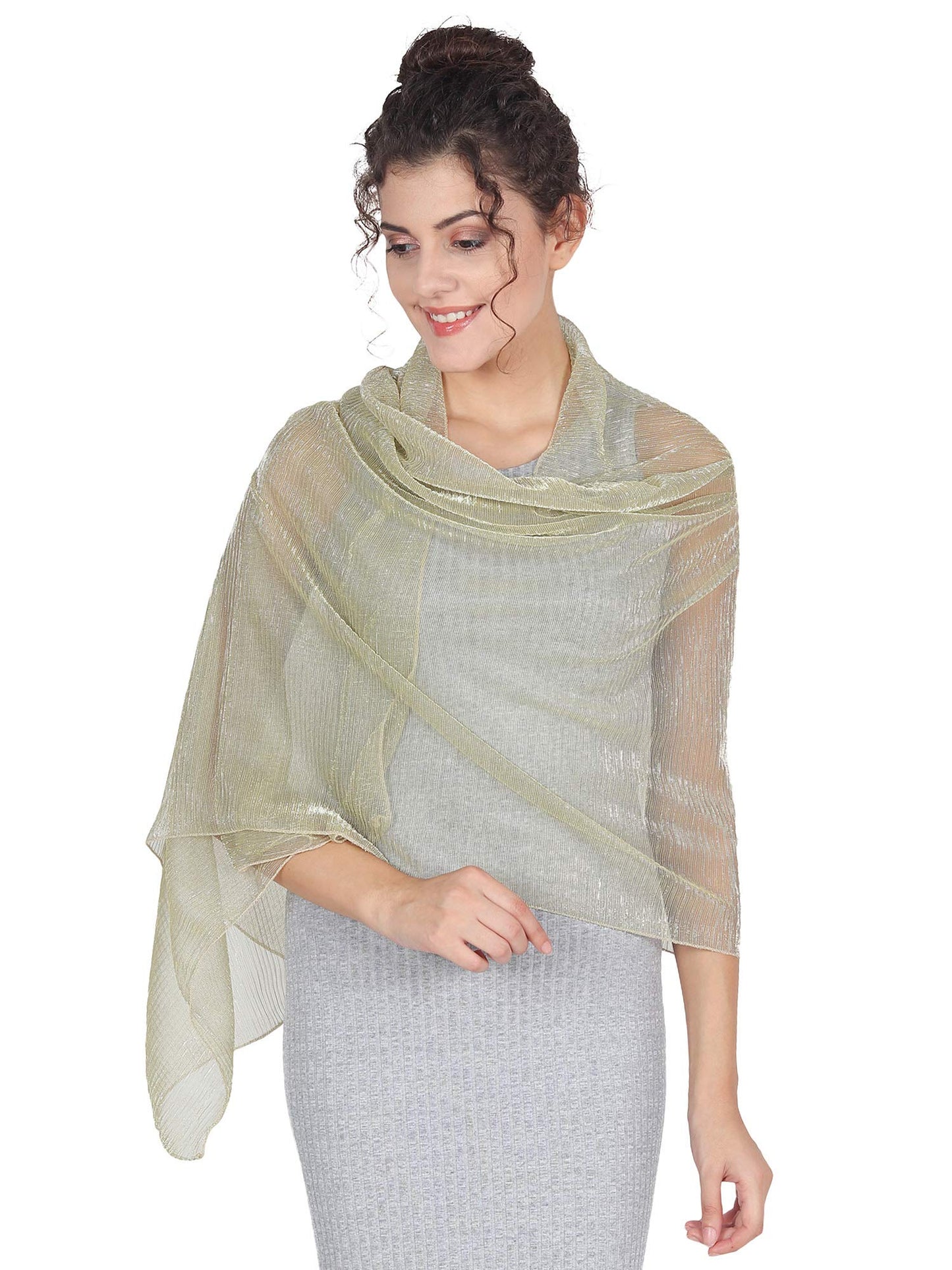 World of Shawls Scarf Wrap for Wedding Evening Shawl Glitter Sheer Bridal Women's Scarves for Prom, Party