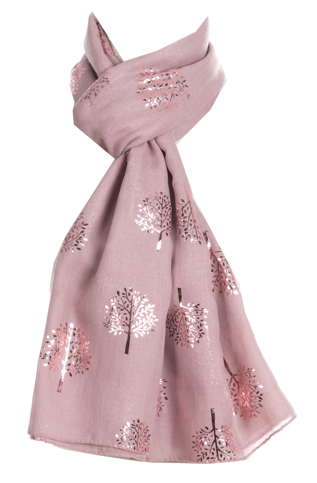 World of Shawls Silver Foil Mulberry Tree Print Fashion Scarf