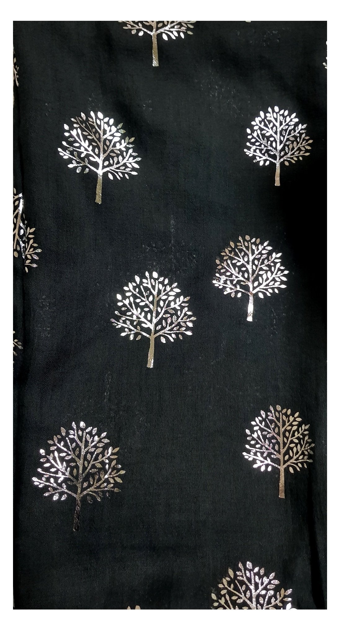 World of Shawls Silver Foil Mulberry Tree Print Fashion Scarf