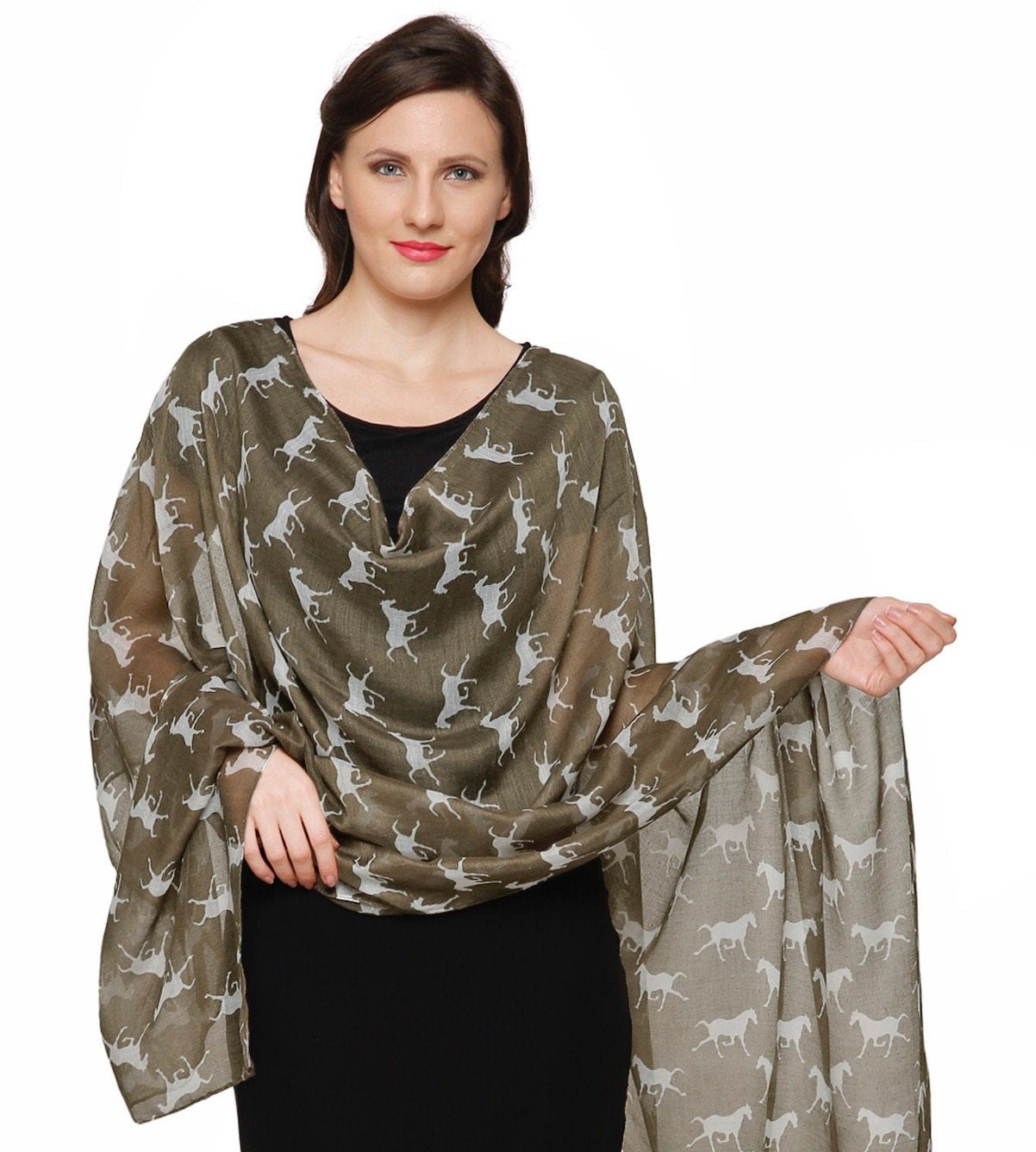 World of Shawls Horse Print Design Ladies Girls Scarf Scarves Shawl Wrap Maxi Sarong