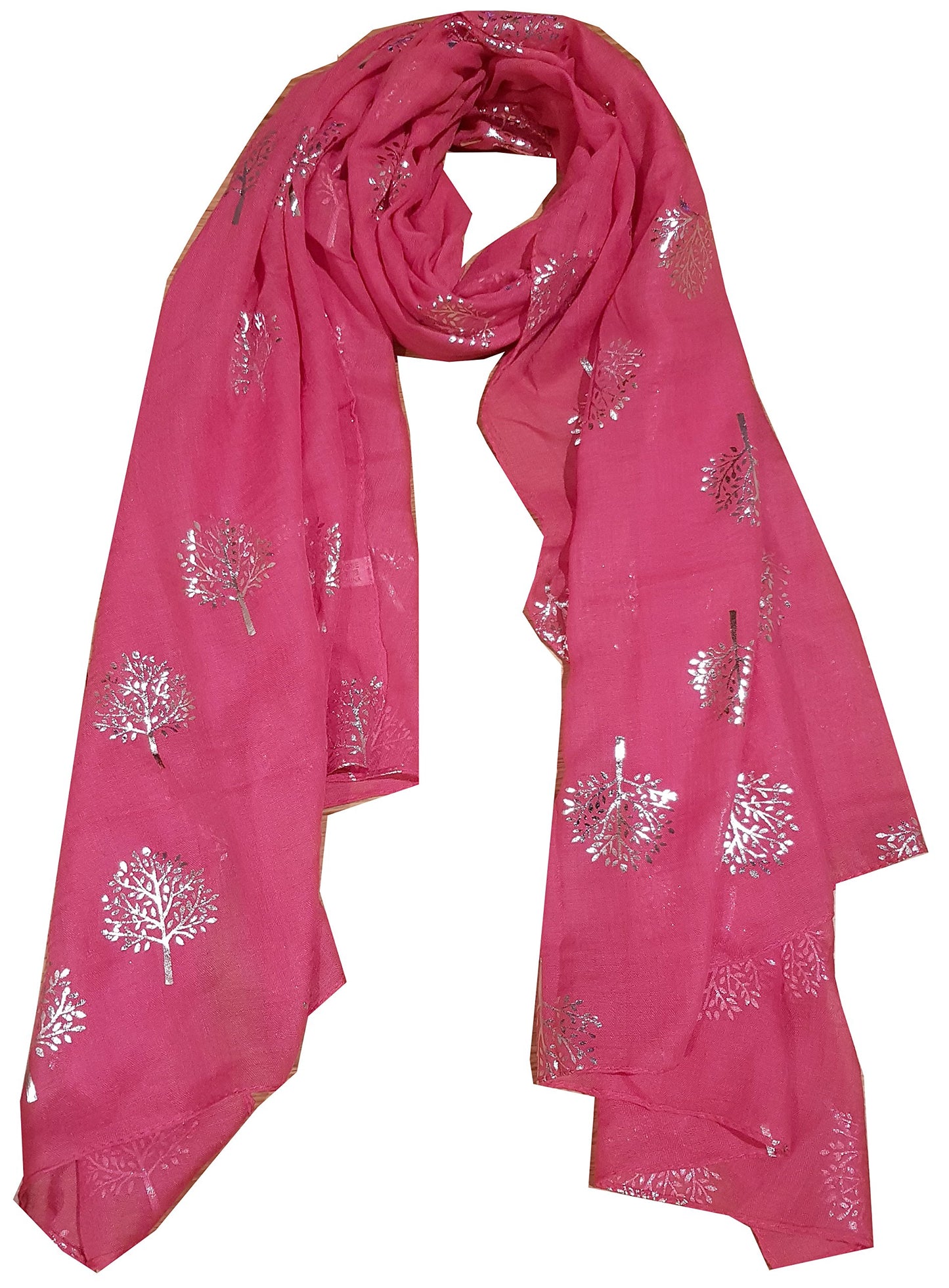 World of Shawls Silver Foil Mulberry Tree Print Fashion Scarf