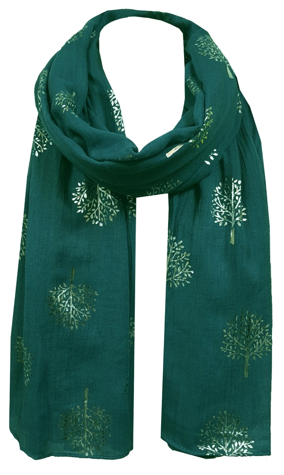 World of Shawls Silver Foil Mulberry Tree Print Fashion Scarf