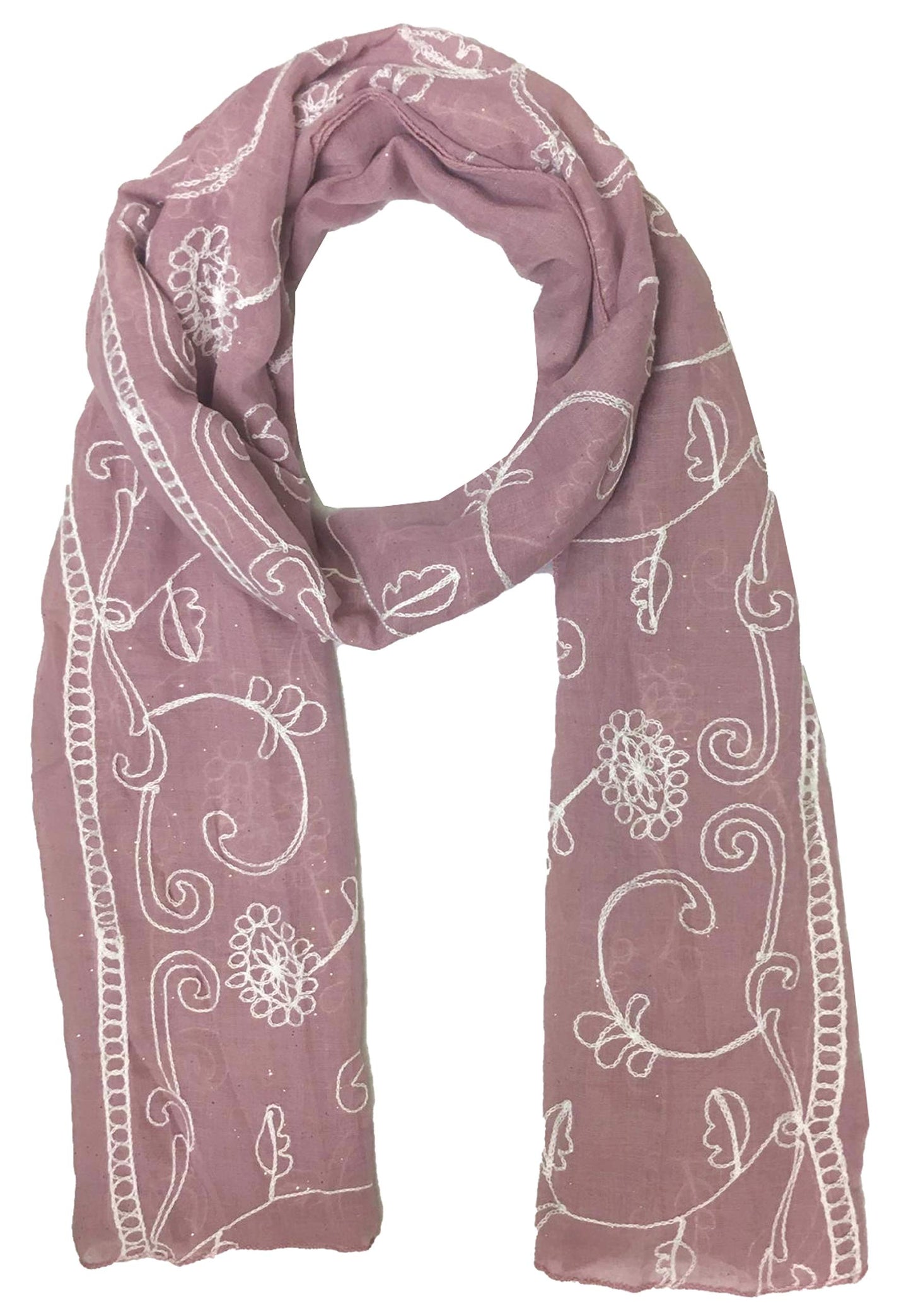 World of Shawls Seasonal Special Glitter Sparkle Stardust and Embroidered Scarf Scarves Hijab Maxi Wrap