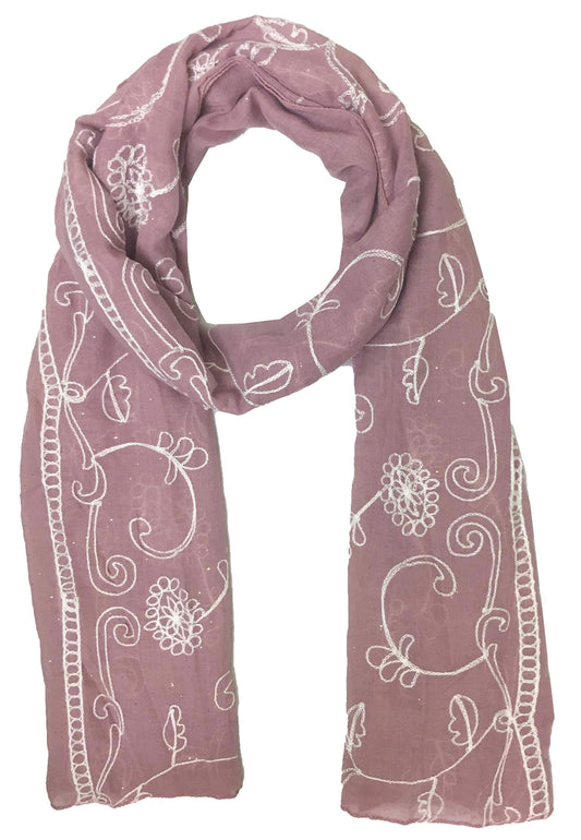 World of Shawls Seasonal Special Glitter Sparkle Stardust and Embroidered Scarf Scarves Hijab Maxi Wrap