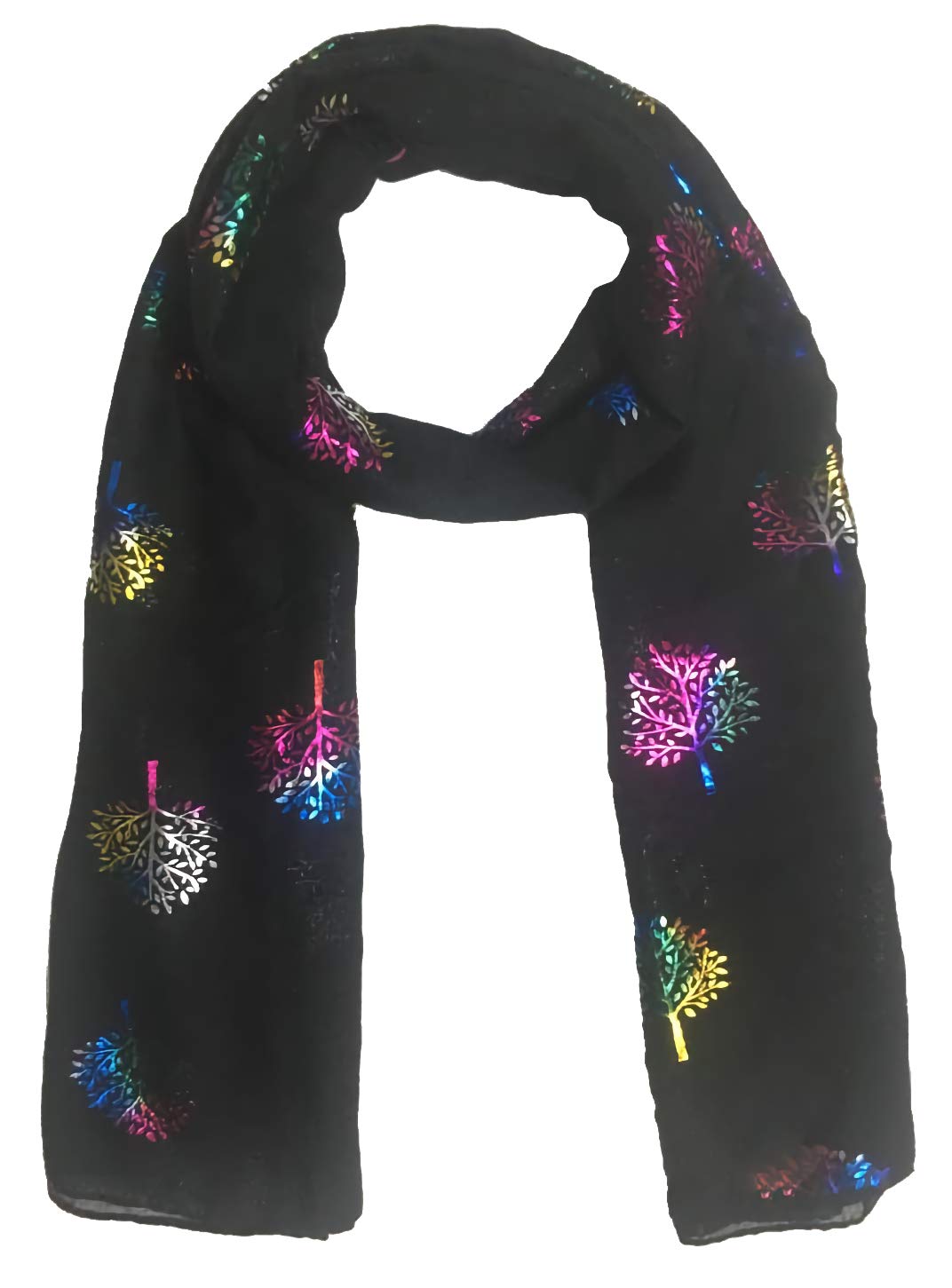 World of Shawls Silver Foil Mulberry Tree Print Fashion Scarf
