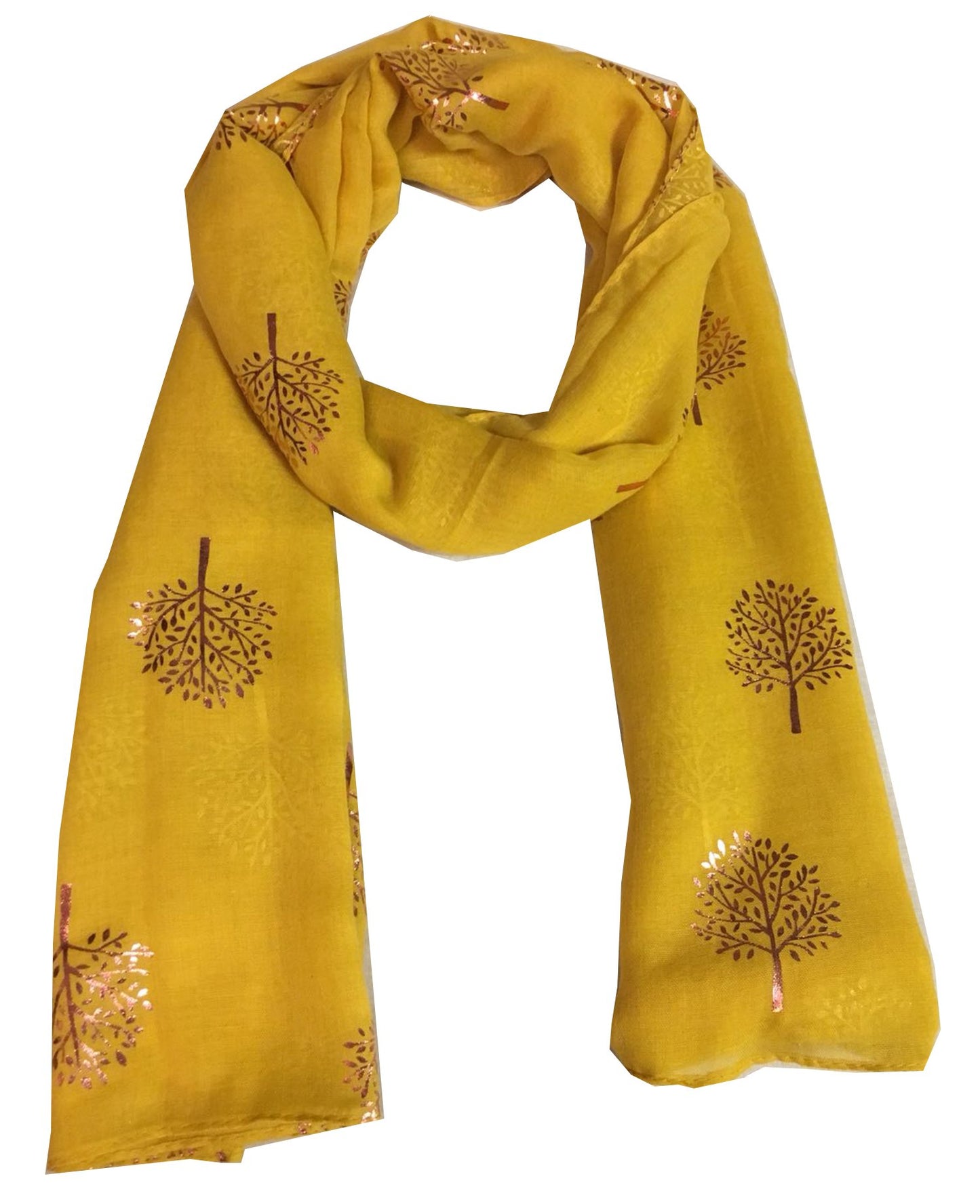 World of Shawls Silver Foil Mulberry Tree Print Fashion Scarf