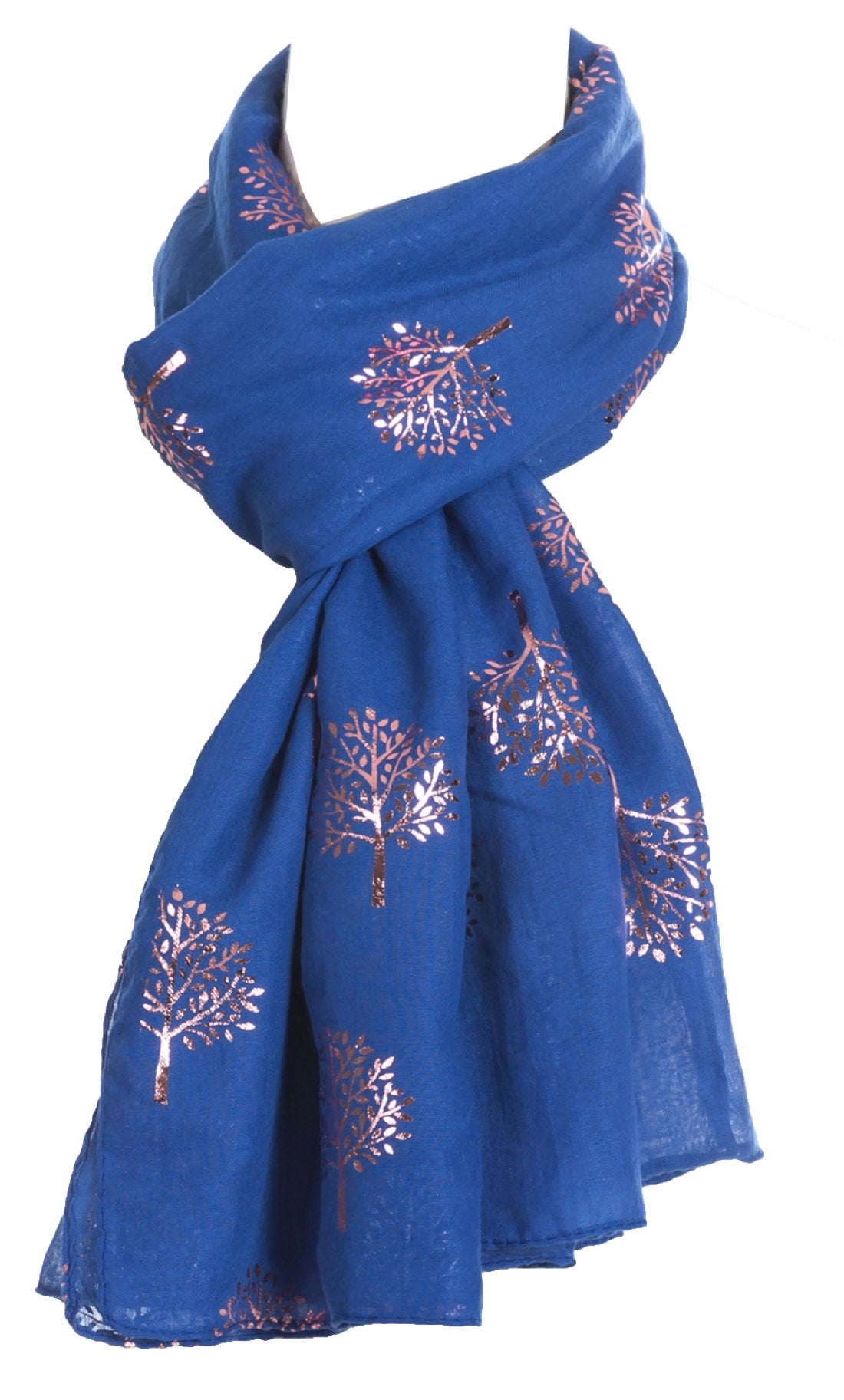 World of Shawls Silver Foil Mulberry Tree Print Fashion Scarf