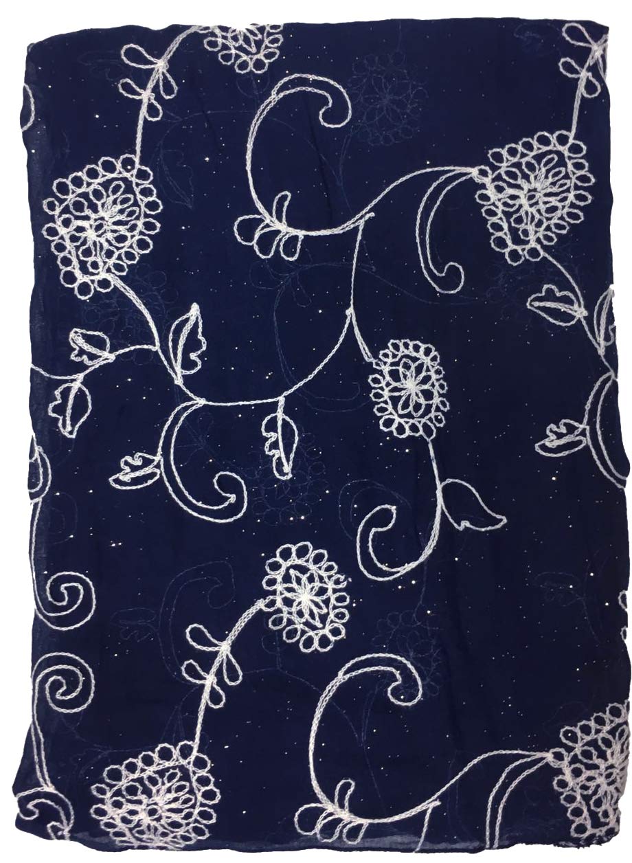 World of Shawls Seasonal Special Glitter Sparkle Stardust and Embroidered Scarf Scarves Hijab Maxi Wrap