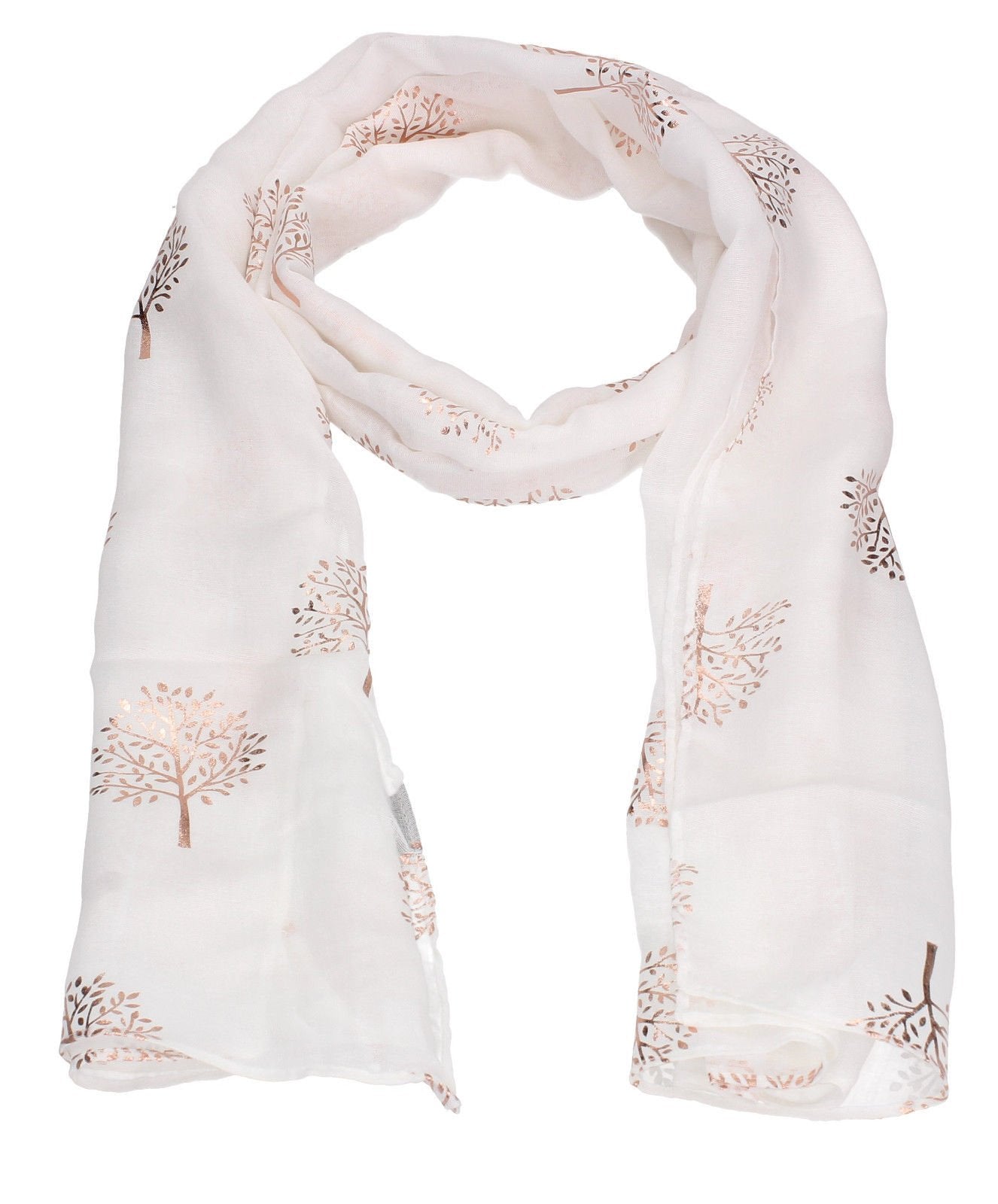 World of Shawls Silver Foil Mulberry Tree Print Fashion Scarf
