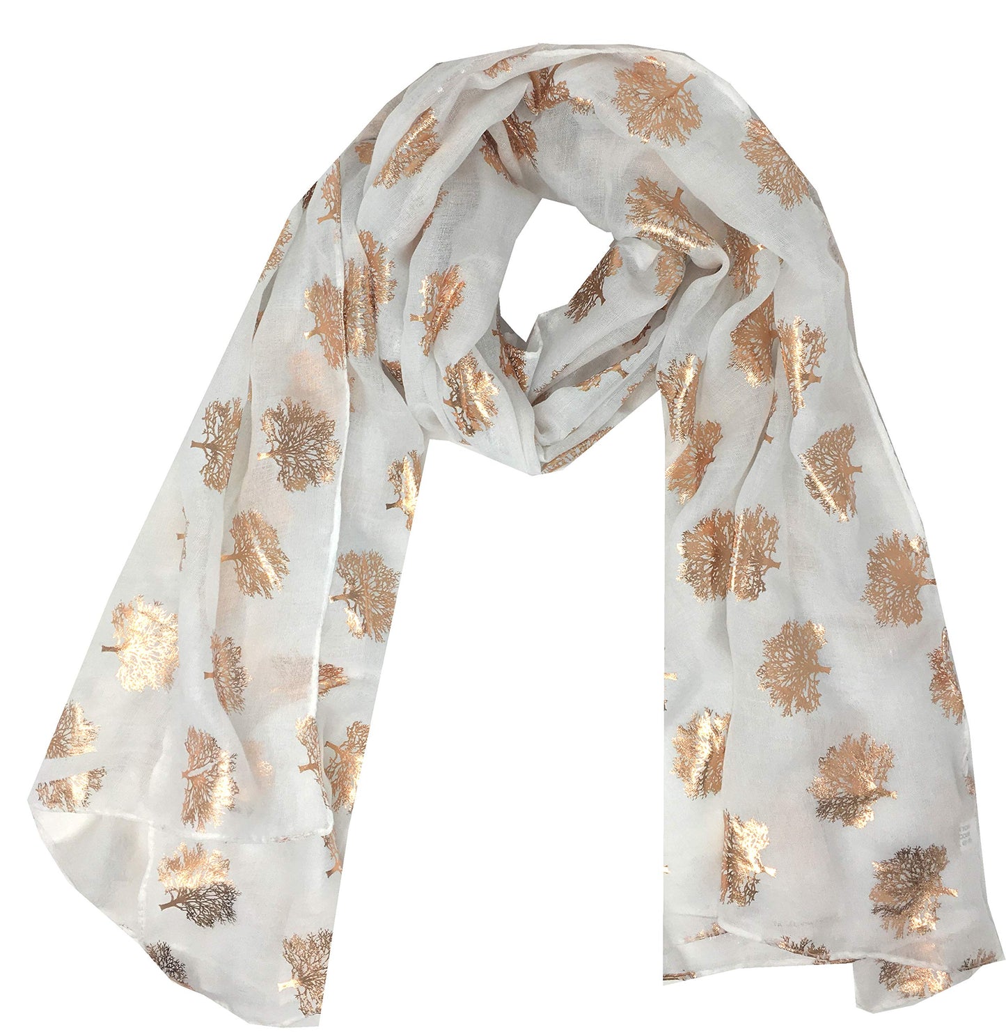 World of Shawls Silver Foil Mulberry Tree Print Fashion Scarf