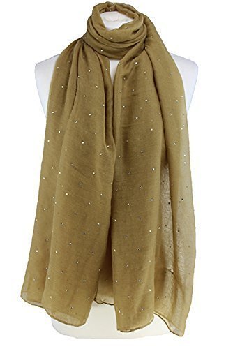 Beautiful Stone Studded Large Oversized Maxi Soft Shawl Scarf Hijab Sarong Wrap (Gold)