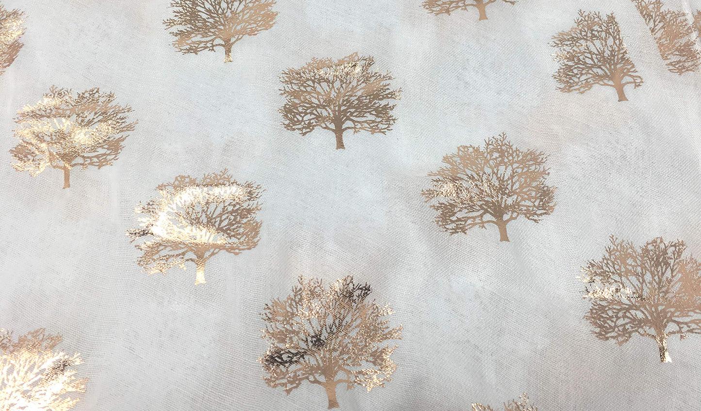World of Shawls Silver Foil Mulberry Tree Print Fashion Scarf