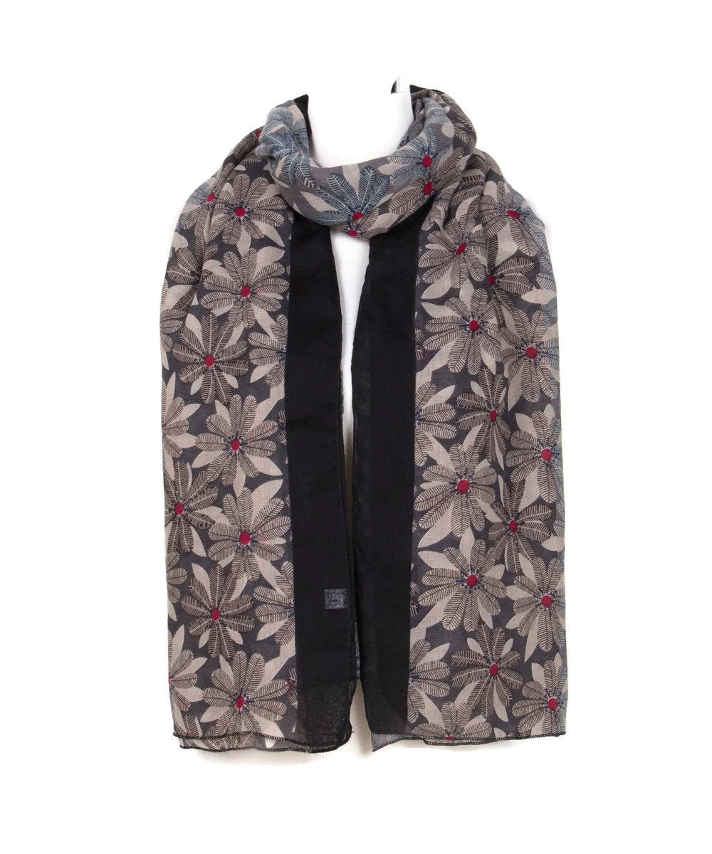NEW Gorgeous Ladies Women's Girls 3 Tone Sunflower Print with Border Scarf Scarves Stole Wrap