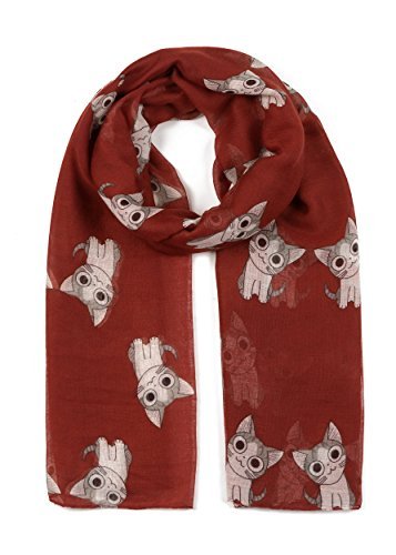World of Shawls Ladies Cute Cat Print Scarf Wraps Shawl Soft Scarves Maxi Large Size