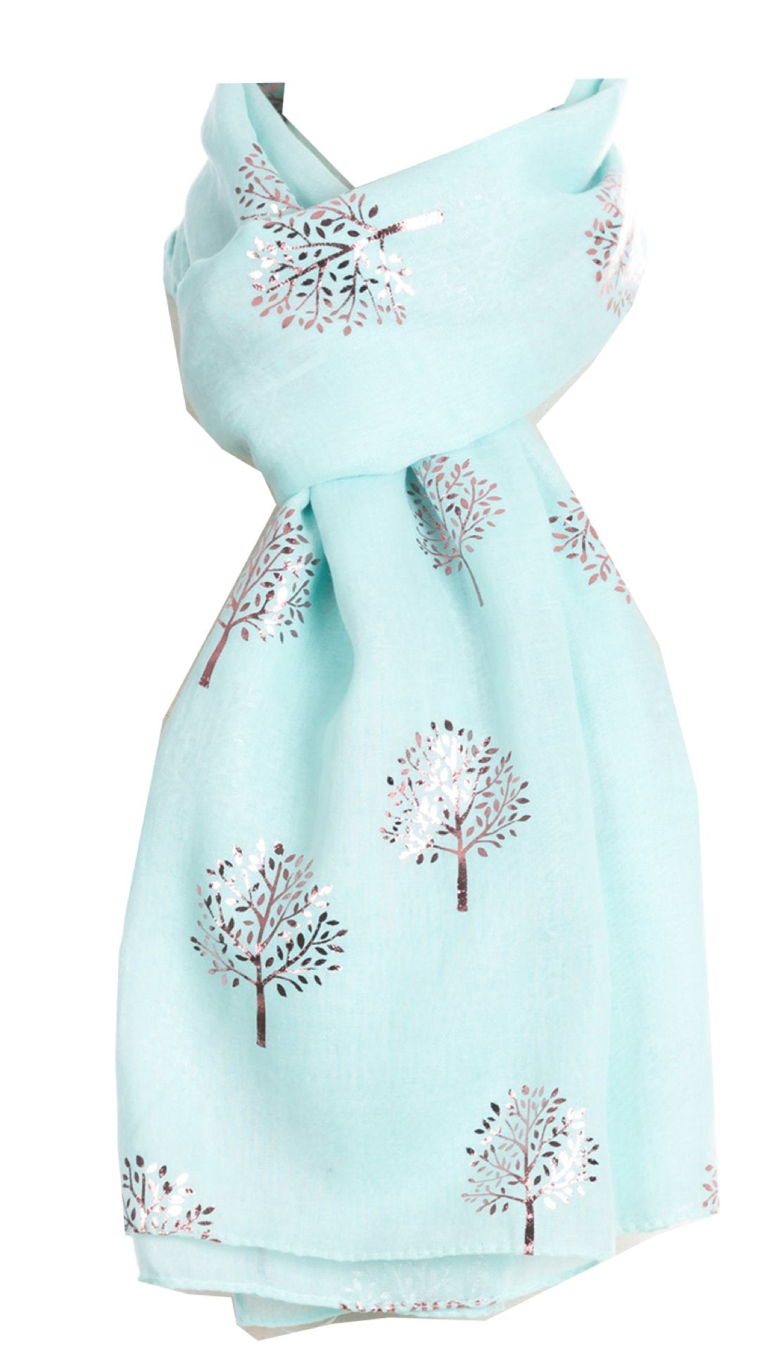World of Shawls Silver Foil Mulberry Tree Print Fashion Scarf
