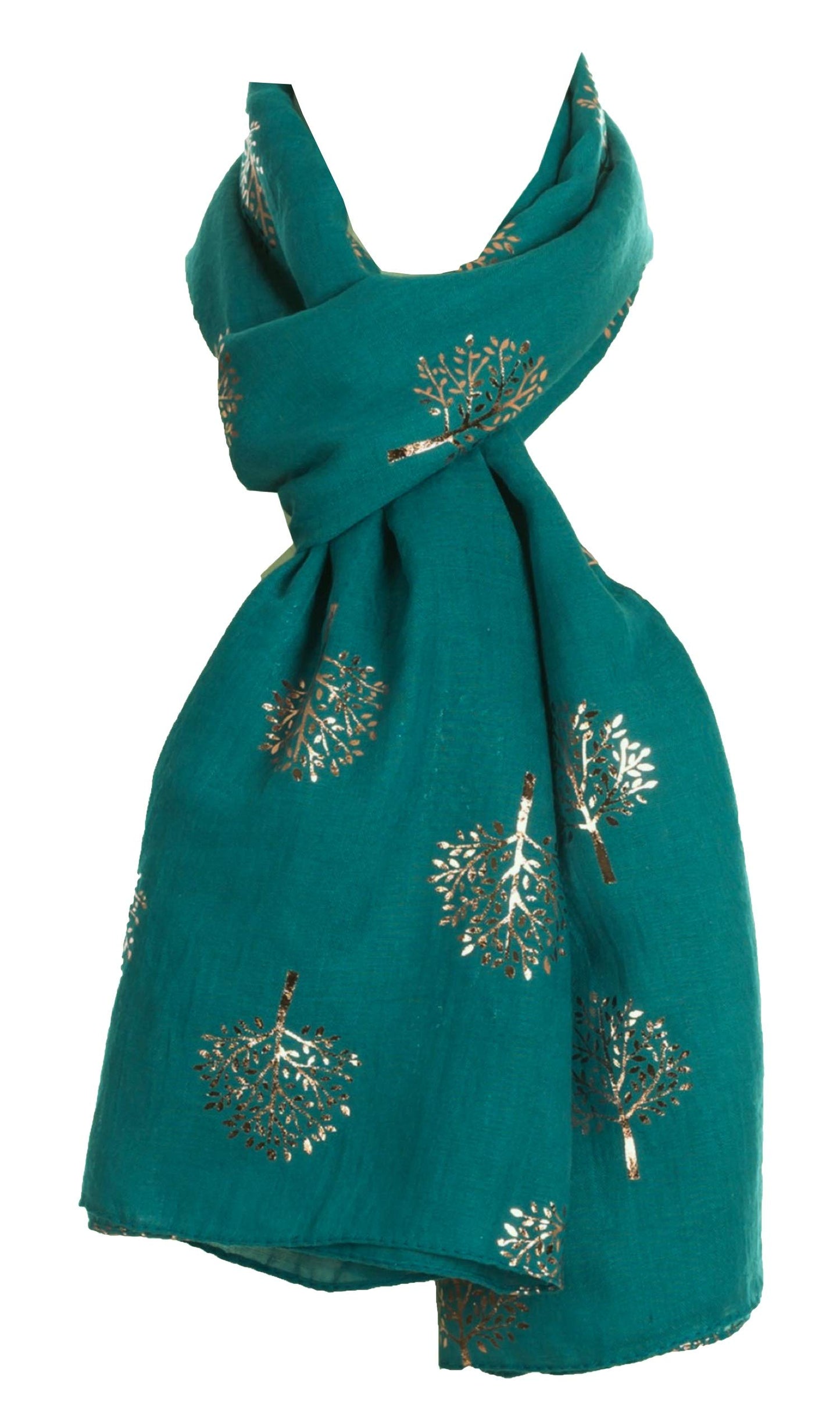 World of Shawls Silver Foil Mulberry Tree Print Fashion Scarf