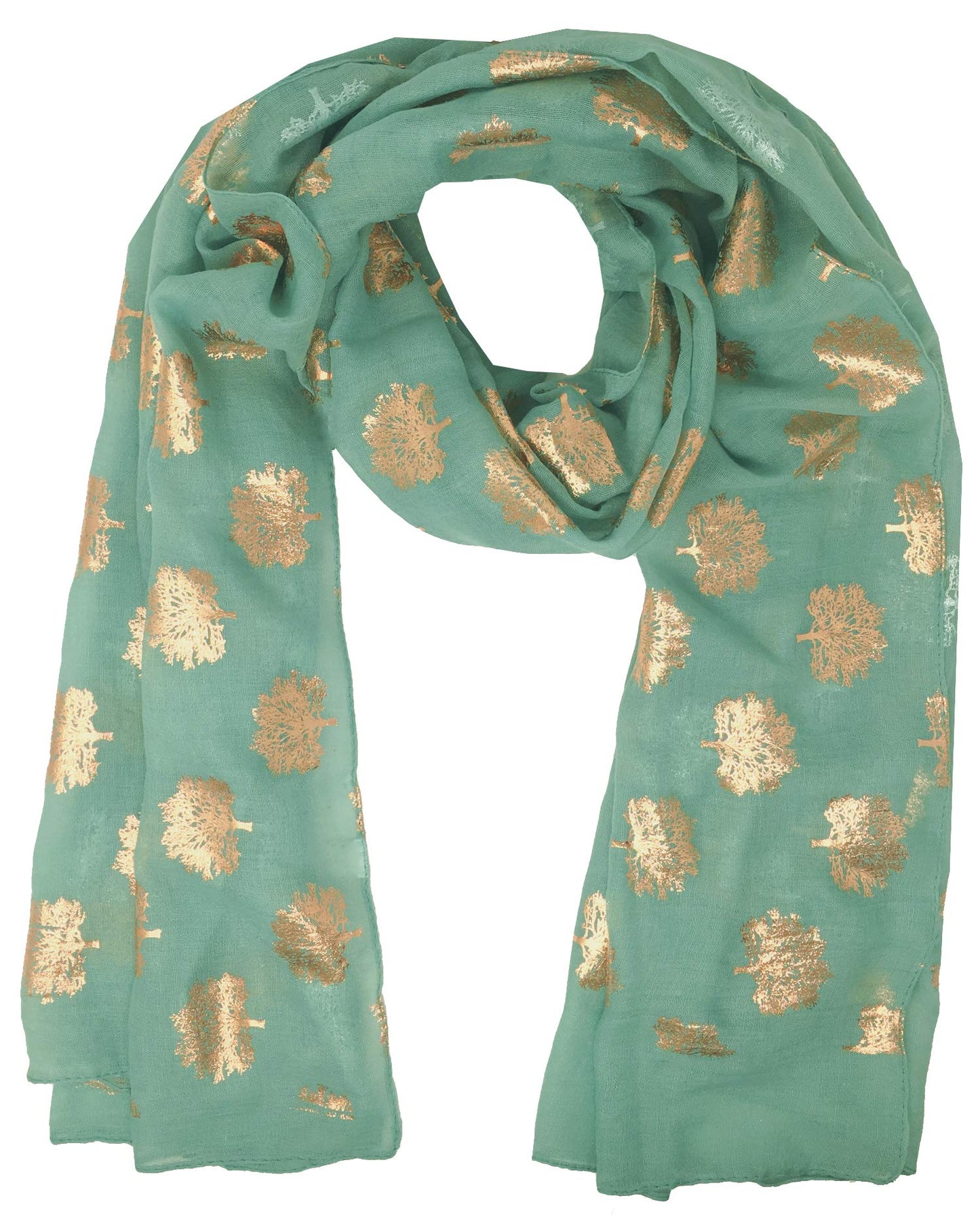World of Shawls Silver Foil Mulberry Tree Print Fashion Scarf