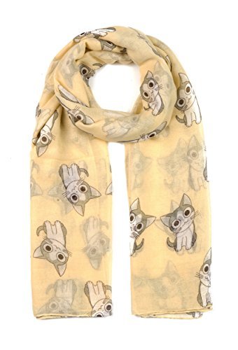 World of Shawls Ladies Cute Cat Print Scarf Wraps Shawl Soft Scarves Maxi Large Size