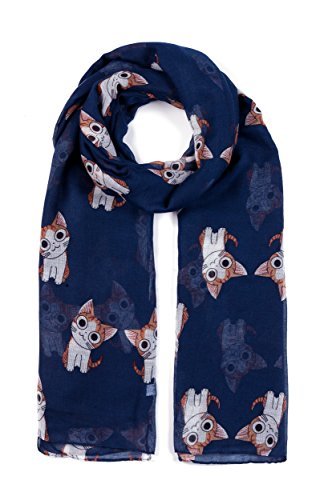 World of Shawls Ladies Cute Cat Print Scarf Wraps Shawl Soft Scarves Maxi Large Size