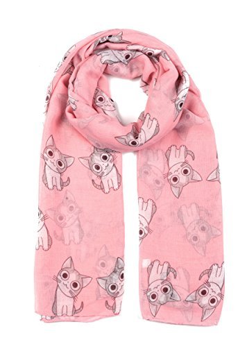 World of Shawls Ladies Cute Cat Print Scarf Wraps Shawl Soft Scarves Maxi Large Size