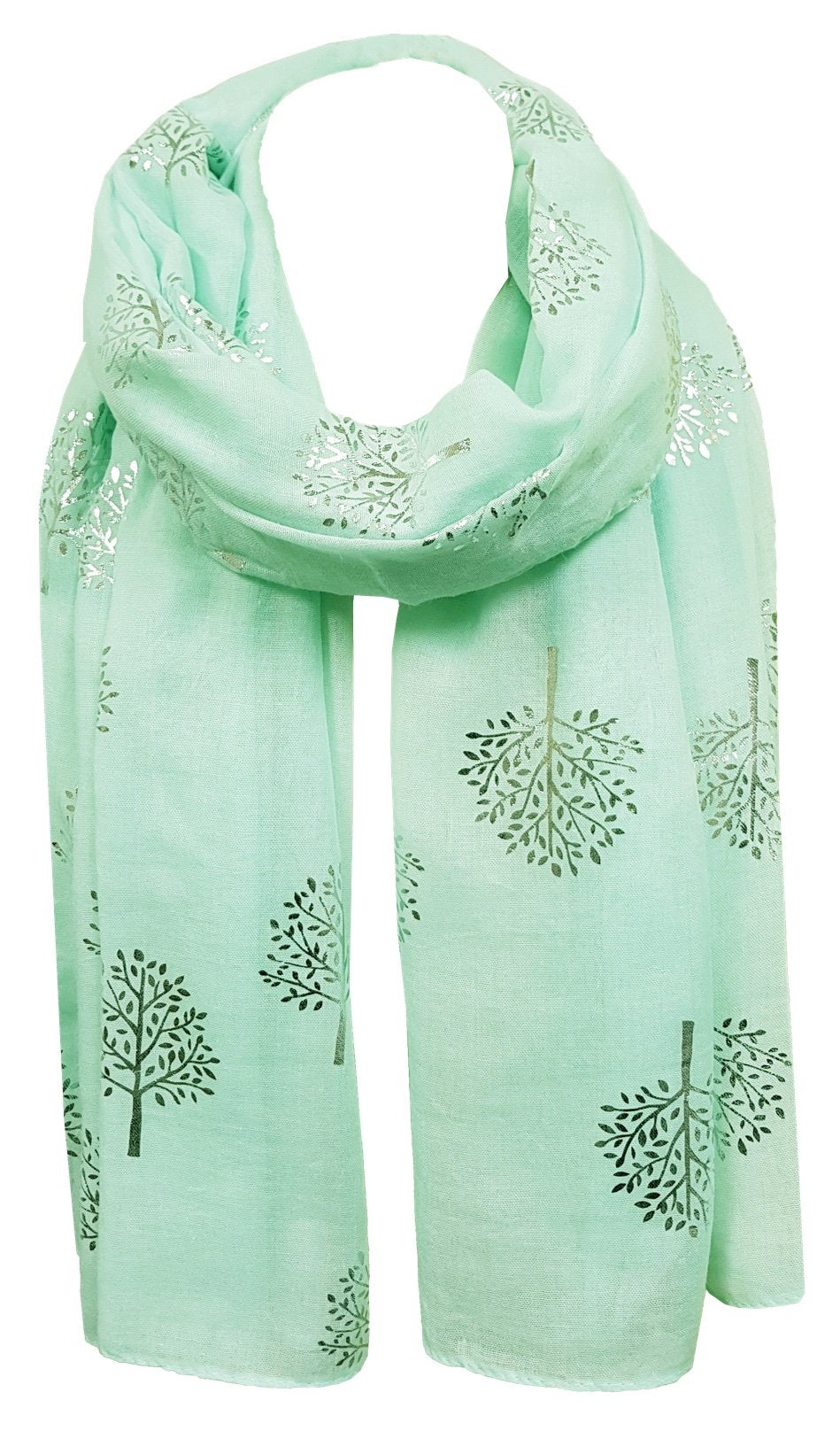 World of Shawls Silver Foil Mulberry Tree Print Fashion Scarf