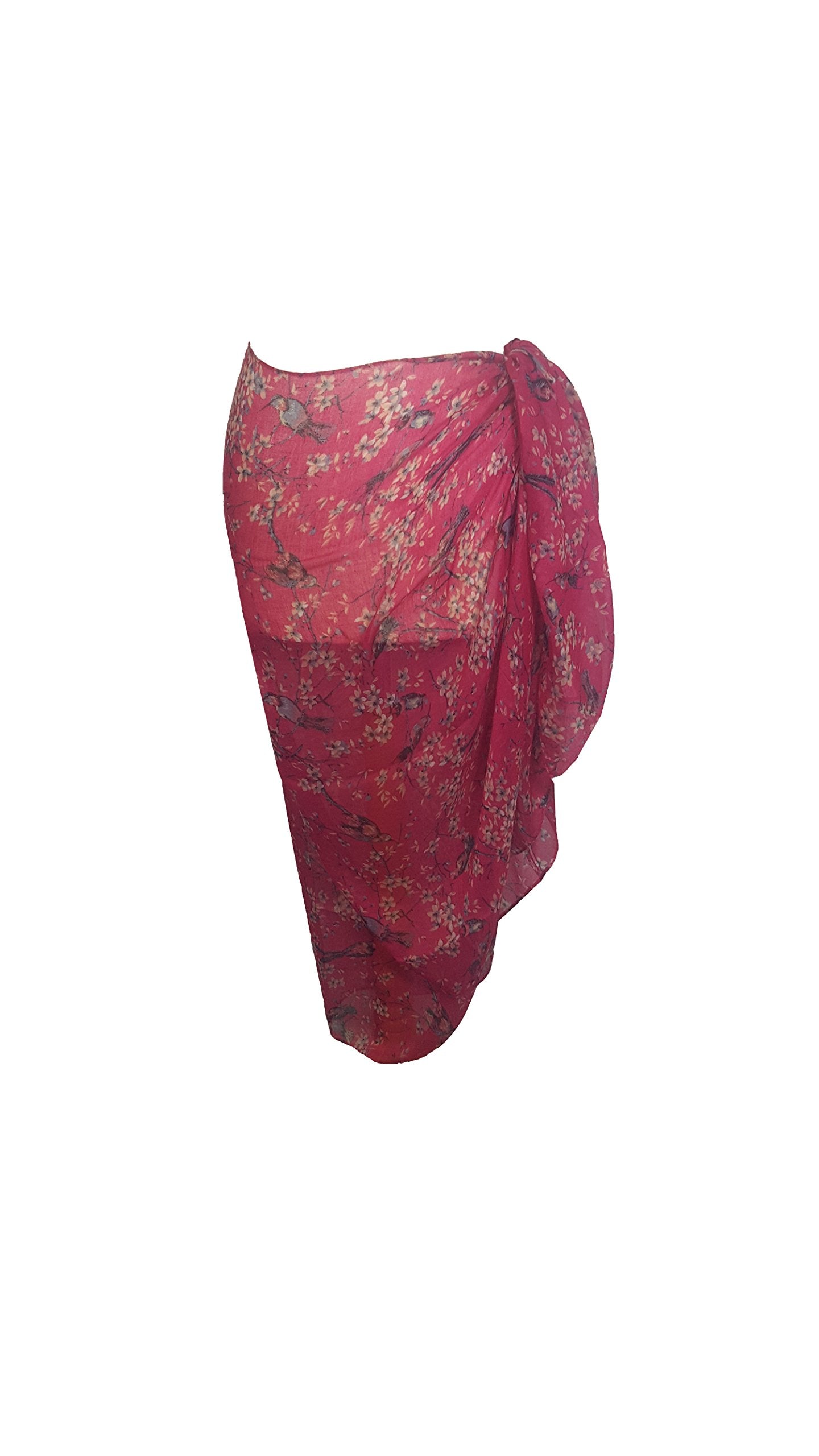 World of Shawls Sarong Japanese Cherry Blossom Bird And Floral Print