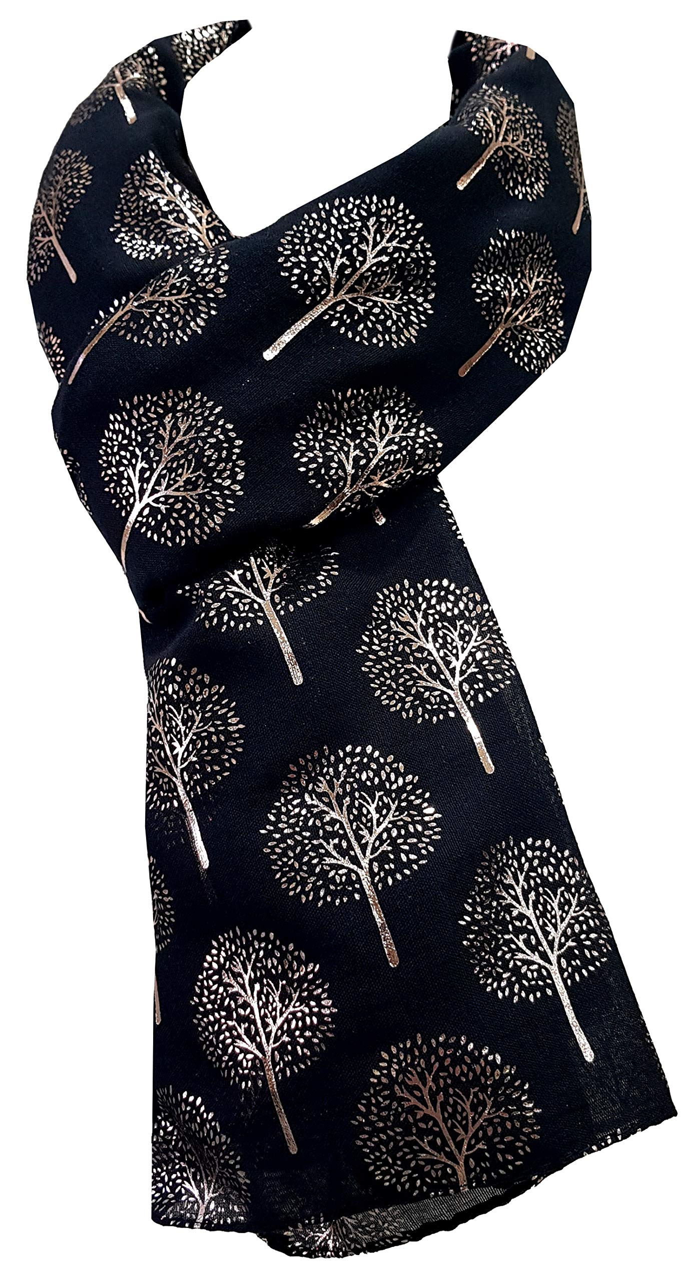 World of Shawls Gold Foil Mulberry Tree Print Fashion Scarf