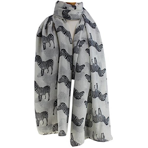 World of Shawls Ladies New Beautiful Zebra Print Large Soft Maxi Scarf Beach Wrap Sarong Cream