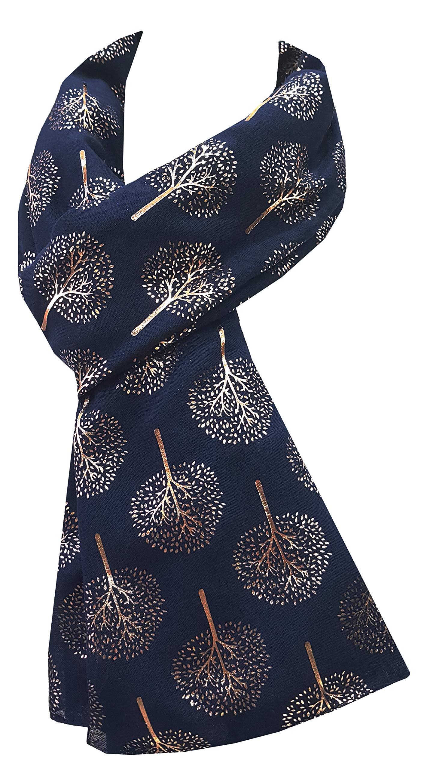 World of Shawls Gold Foil Mulberry Tree Print Fashion Scarf