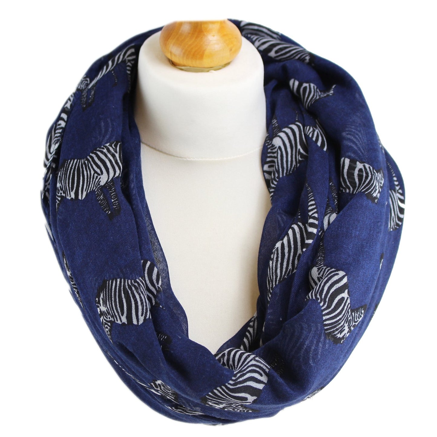 World of Shawls Ladies Beautiful Zebra Print Large Soft Maxi Scarf Beach Wrap Sarong Navy Blue