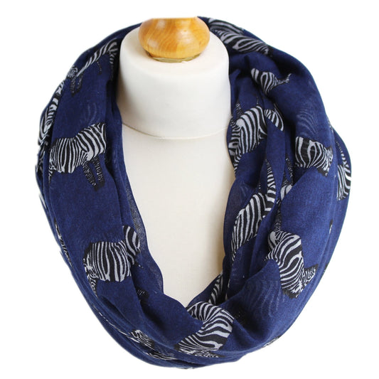 World of Shawls Ladies Beautiful Zebra Print Large Soft Maxi Scarf Beach Wrap Sarong Navy Blue