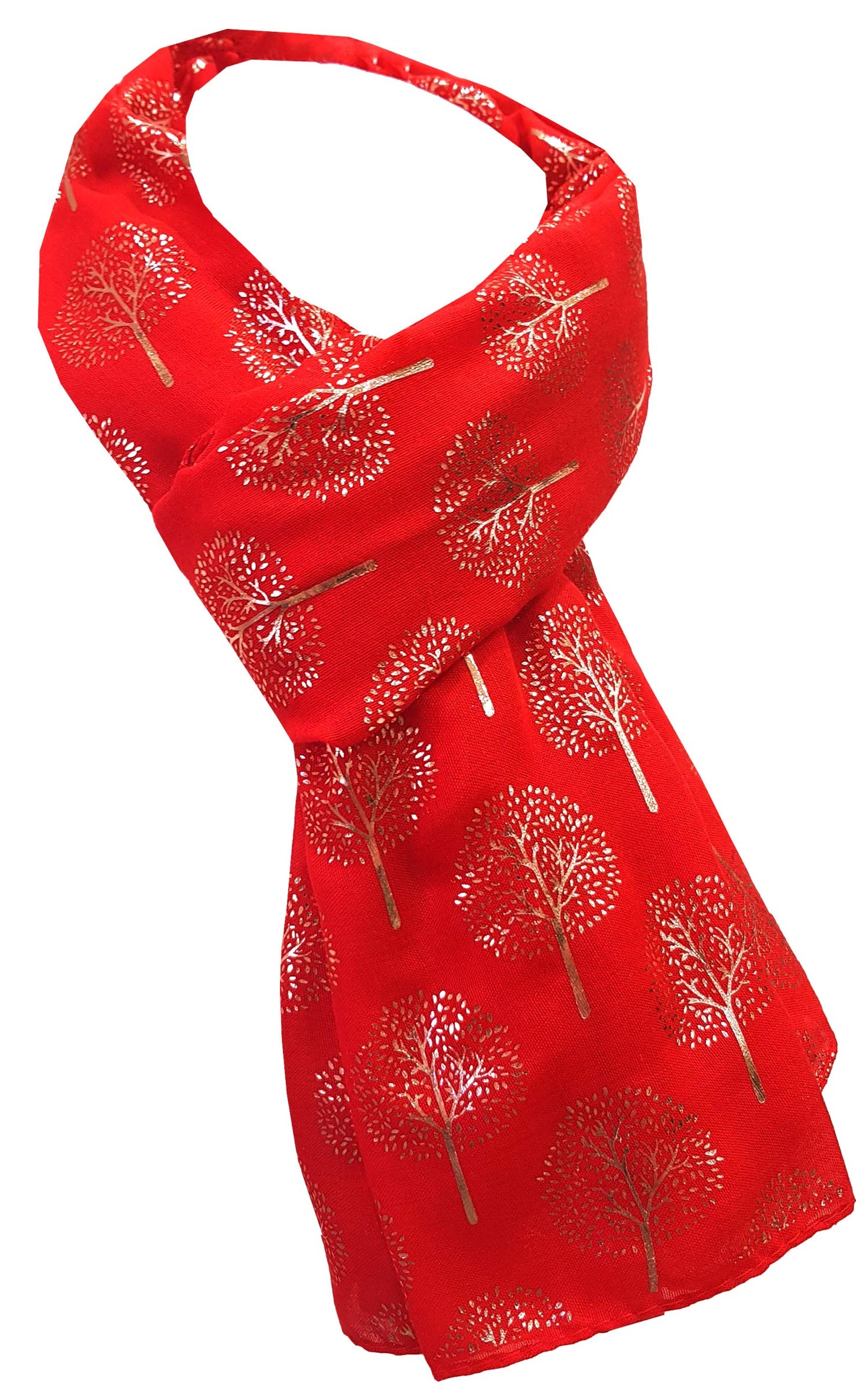 World of Shawls Gold Foil Mulberry Tree Print Fashion Scarf