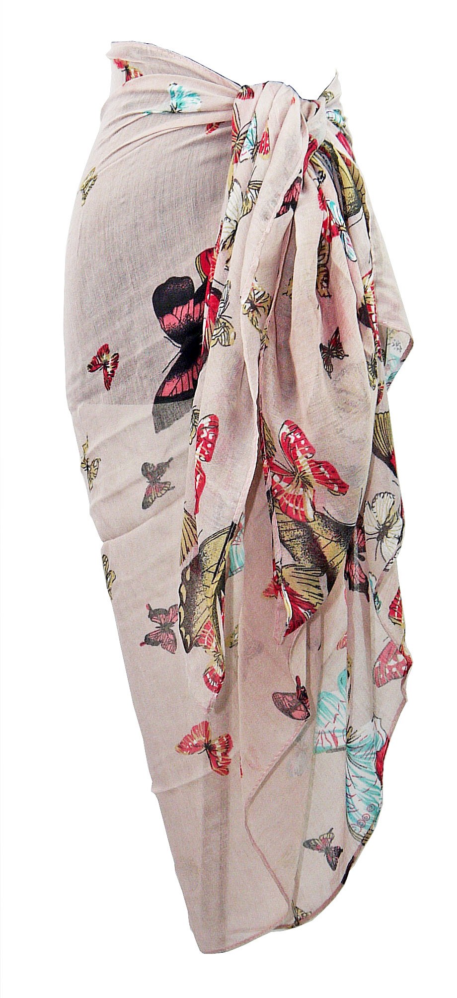 Primo Sacchi Ladies Womens Large Pink Butterfly Design Chiffon Scarf