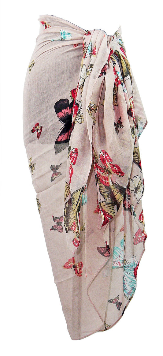 Primo Sacchi Ladies Womens Large Pink Butterfly Design Chiffon Scarf
