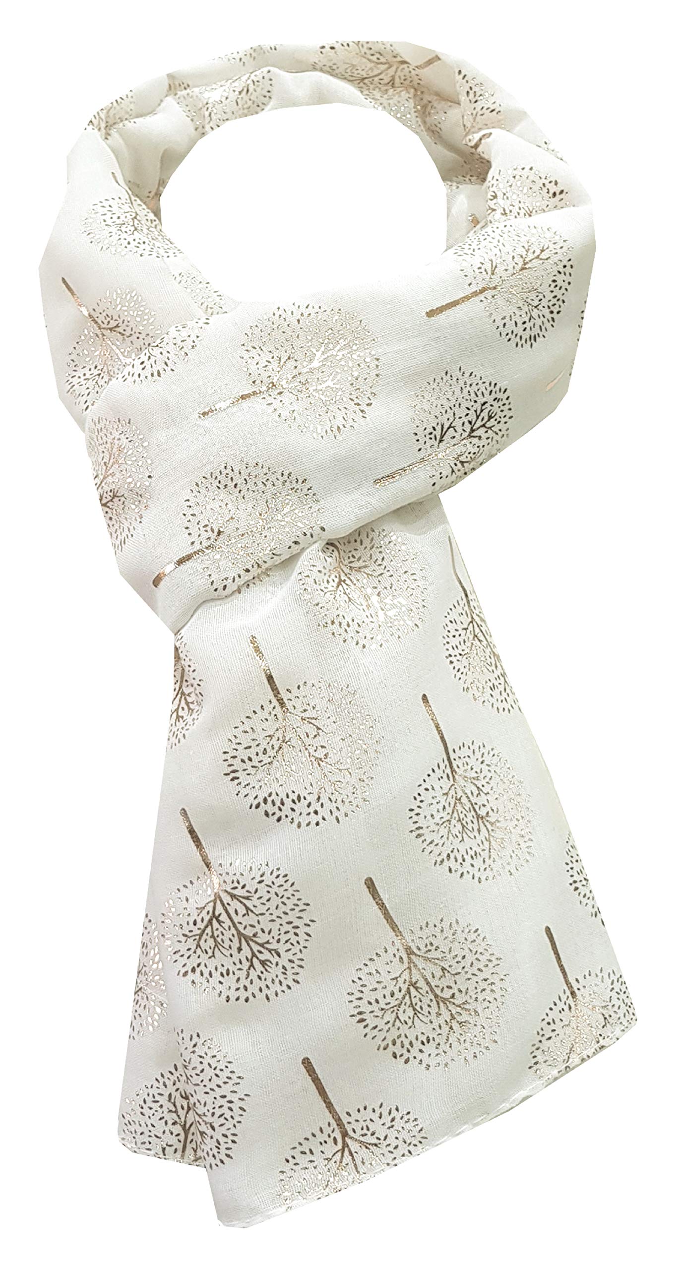 World of Shawls Gold Foil Mulberry Tree Print Fashion Scarf