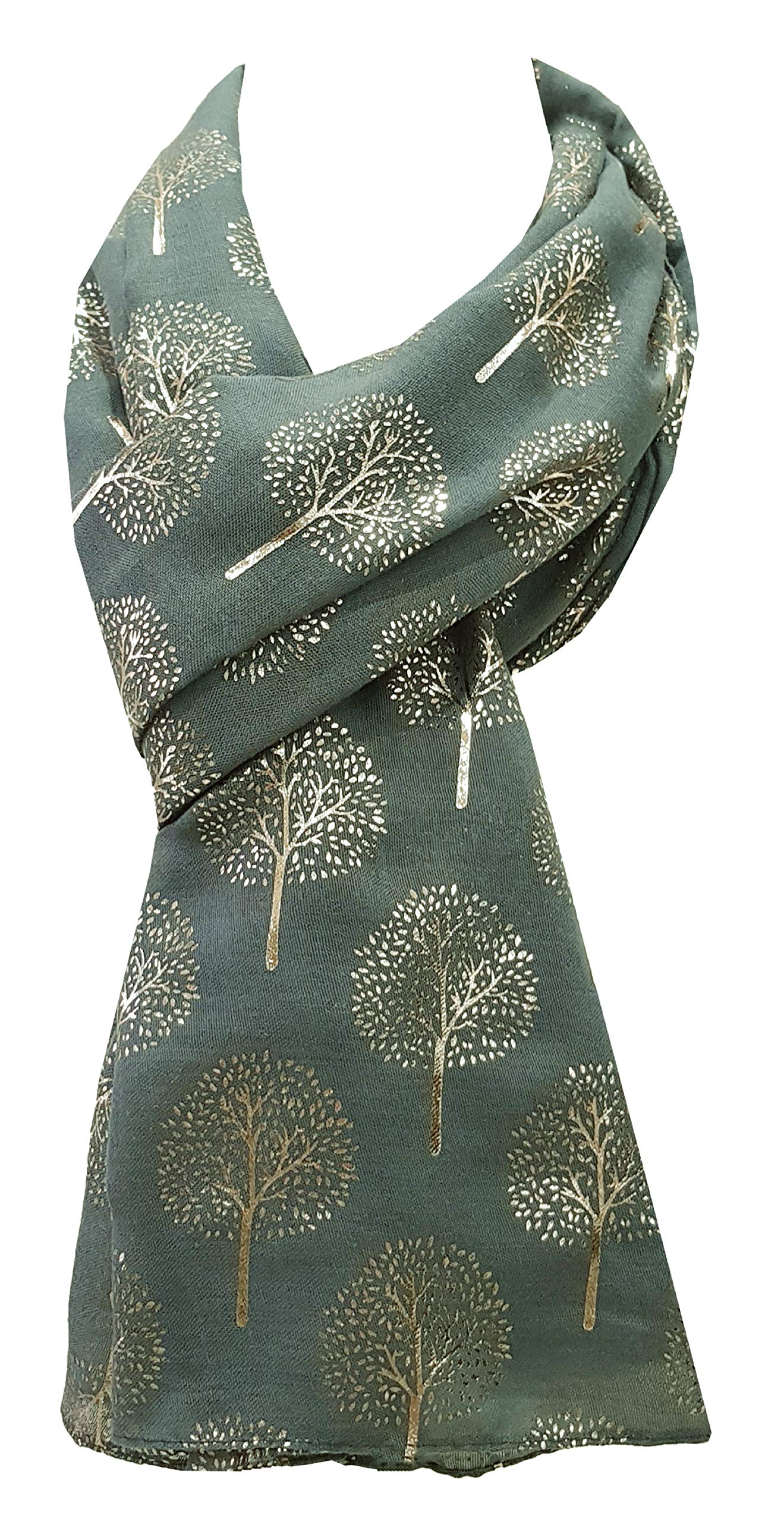World of Shawls Gold Foil Mulberry Tree Print Fashion Scarf