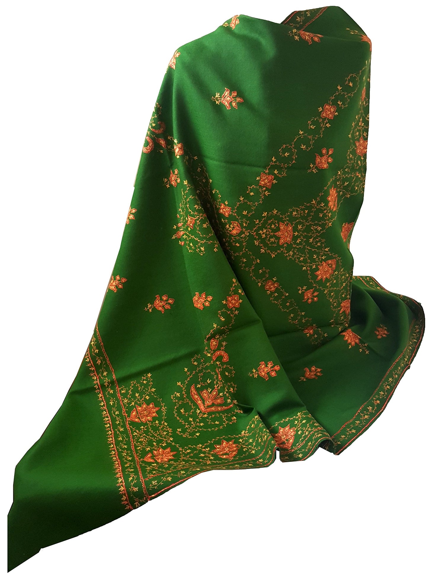 World of Shawls Exclusive Women's Ladies Needle Thread Work Hand Embroidered Shawl Scarf Wrap Occasion Bridal Party Wear Prom