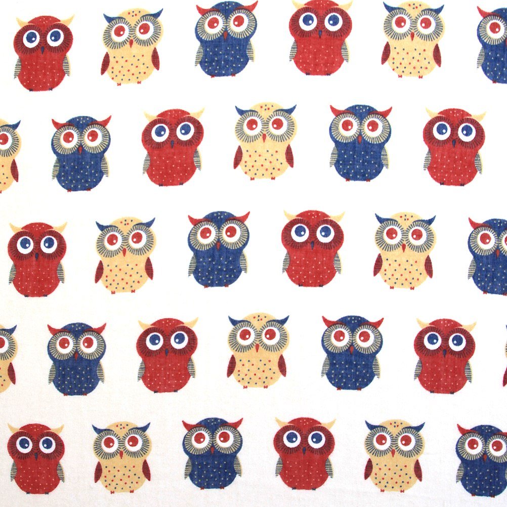 Owls Print Design All Season Lightweight Soft Scarves for Women (White cream)