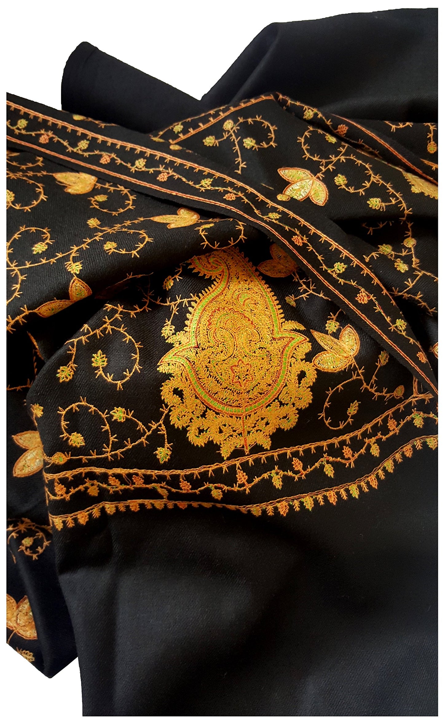World of Shawls Exclusive Women's Ladies Needle Thread Work Hand Embroidered Shawl Scarf Wrap Occasion Bridal Party Wear Prom