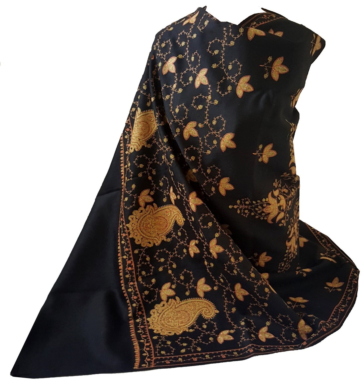 World of Shawls Exclusive Women's Ladies Needle Thread Work Hand Embroidered Shawl Scarf Wrap Occasion Bridal Party Wear Prom