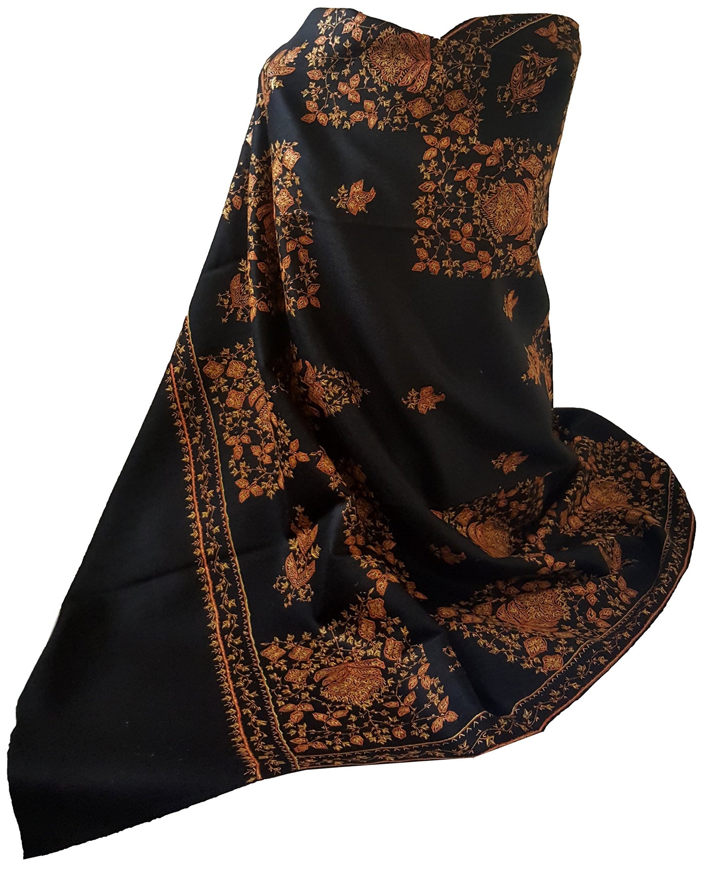 World of Shawls Exclusive Women's Ladies Needle Thread Work Hand Embroidered Shawl Scarf Wrap Occasion Bridal Party Wear Prom
