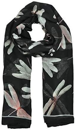 Dragonfly Print Oversized Large Designer Scarf Ladies New Fashion in Black