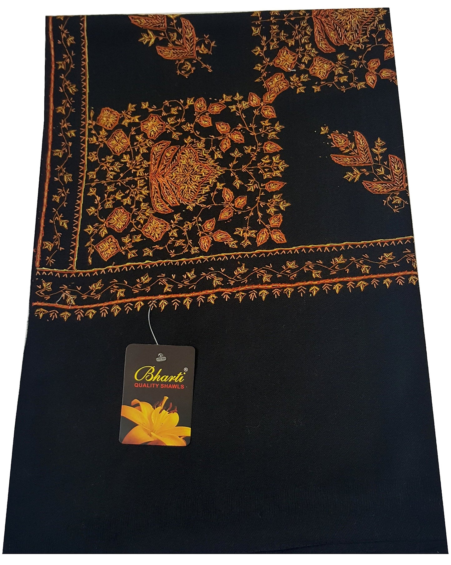 World of Shawls Exclusive Women's Ladies Needle Thread Work Hand Embroidered Shawl Scarf Wrap Occasion Bridal Party Wear Prom