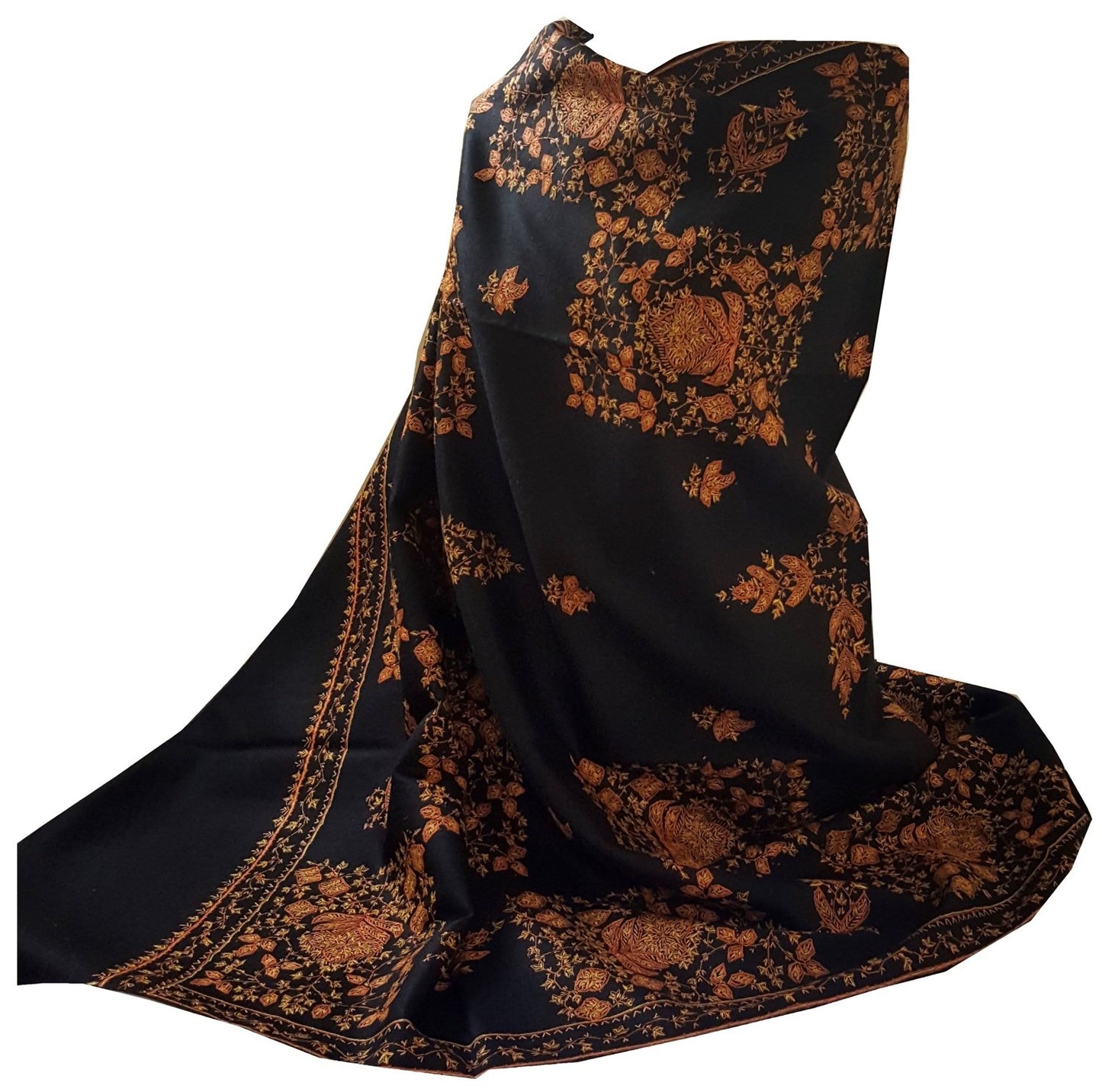 World of Shawls Exclusive Women's Ladies Needle Thread Work Hand Embroidered Shawl Scarf Wrap Occasion Bridal Party Wear Prom