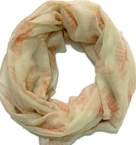 World of Shawls Cream Barn Owl Print Design Ladies Scarves Shawl Wrap Maxi Scarf Sarong