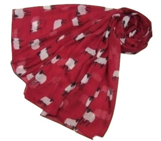 New Ladies Oversized Soft Red Sheep Print Scarf Wrap Gift